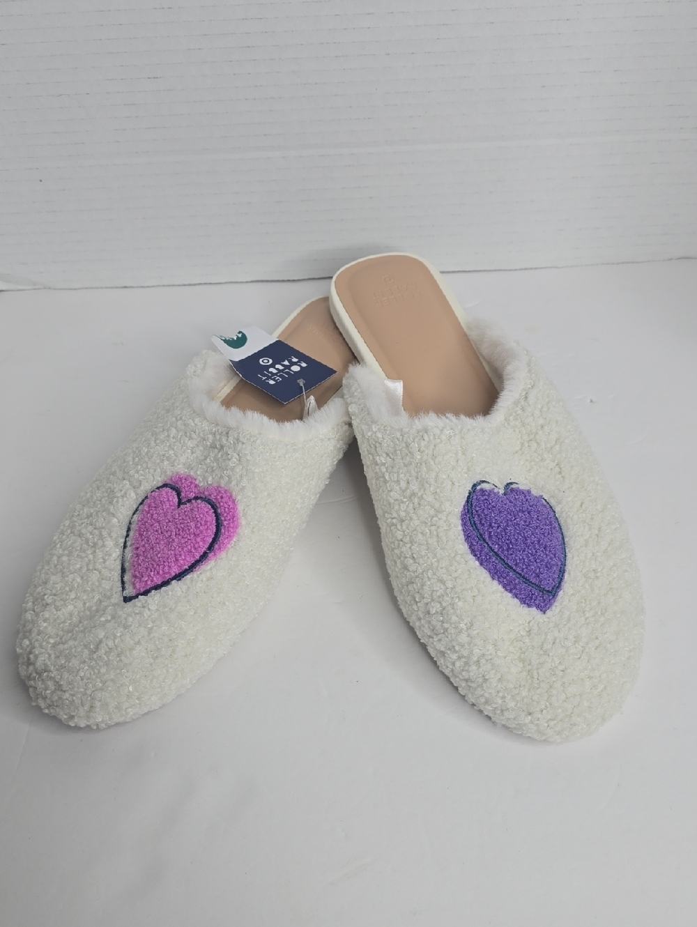 Roller Rabbit x Target Women's Disco Hearts Wave Fuzzy Slippers  Size 11/12
